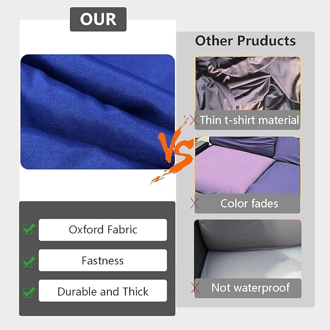Outdoor Cushion Covers Replacement 14 Pcs, Blue | Patio Cushion Covers fit for 7Pieces 6-Seater Wicker Rattan Sectional Couch Sofa Outdoor Cushion Slipcovers Set