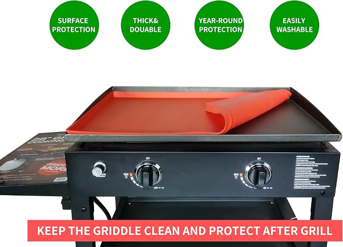 Silicone Griddle Mat, Grill Cover for Blackstone 36 Inch Griddle - Heavy Duty Food Grade Silicone Mat, Thickened 36" Mat Protective Cover Grilling Accessory for Black Stone - Orange