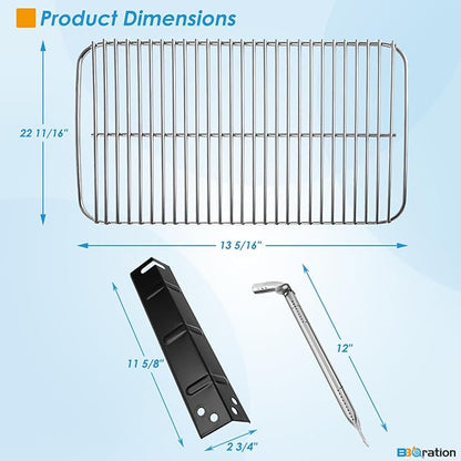 Grill Replacement Parts Kit for 3-Burner Walmart Expert Grill 720-1049, Grill Grate, Heat Plates, Burner & Grill Igniters Replacement Parts for Expert Grill Parts