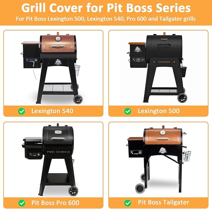 Smoker Grill Cover for Pit Boss Lexington 500 Series, 73500 Pellet Cover for Pit Boss Lexington 540, Pro 600 and Tailgater Wood Pellet Cover, 600D Waterproof Heavy Duty Pellet Smoker Cover