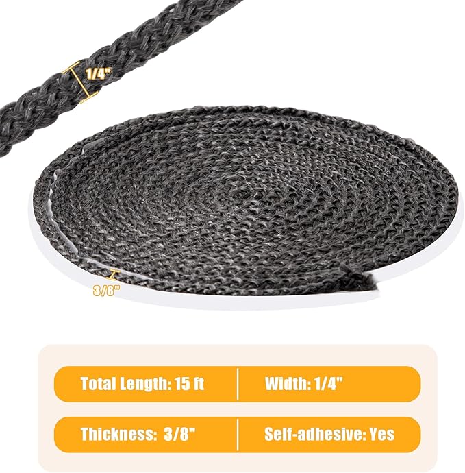 Criditpid 1-00-2312 Door Glass Gasket fo Harman P35i, P38, P43, PC45, P61, P68, PF100, Absolute 43 Pellet Stove, Harman Coal & Wood Stoves, Self-Adhesive Flat Gasket Tape fo Harman Pellet Stoves
