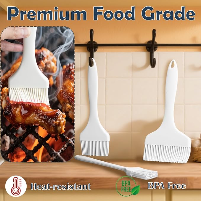 Meat Brush for Basting-3PCS,Oil Butter Sauce Marinades for BBQ Grill Brushes,Silicone Meat Brush,Heat Resistant,Food-grade,