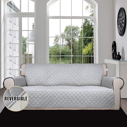 Easy-Going 4 Seater Sofa Slipcover Reversible Sofa Cover Water Resistant Couch Cover with Foam Sticks Elastic Straps Furniture Protector for Pets Children Dog Cat (XX-Large, Light Gray/Ivory) | XX-Large Sofa, Washable Slipcover For Dogs, Water Resistan...