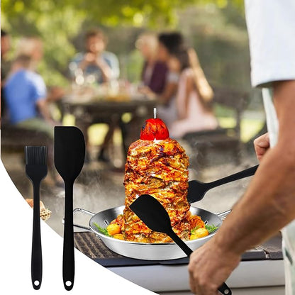 Al Pastor Skewer for Grill, 304 Stainless Steel Vertical BBQ Stand with 3 Removable Spikes (6",8",10",12",14") - Heavy-Duty Shawarma Rotisserie for Tacos, Gyros, Kebabs, Smoker Oven