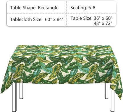 LVTXIII Rectangle Outdoor Tablecloth with Umbrella Hole and Zipper, Water-Repellent 60 x 84 Inch Patio Table Cover for Picnic, Garden, Backyard Dining, Lush Leaf Jungle