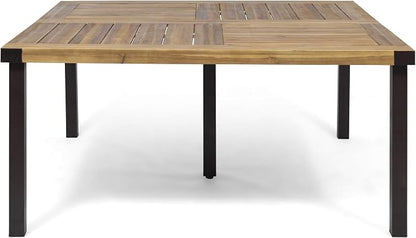 Christopher Knight Home Lankershim Outdoor Acacia Wood Dining Table, Teak and Rustic Metal