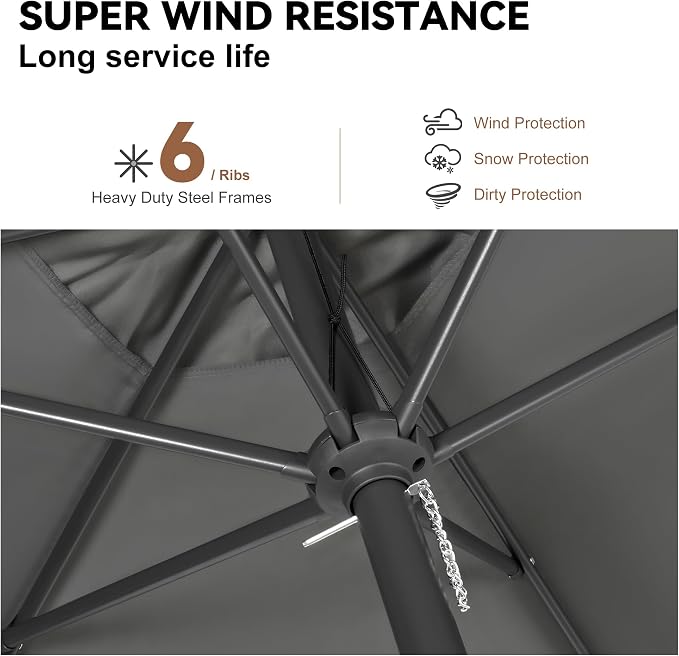 10 ft Patio Umbrella Outdoor with Push Button Tilt, Anthracite | UV Protection, Waterproof, Large Porch Deck Umbrella for Pool, Table, Garden, Backyard, Provides Shade