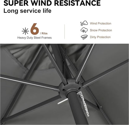 10 ft Patio Umbrella Outdoor with Push Button Tilt, Anthracite | UV Protection, Waterproof, Large Porch Deck Umbrella for Pool, Table, Garden, Backyard, Provides Shade