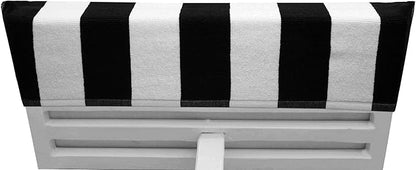 COTTON CRAFT Pool Lounge Chair Cover - 2 Pack - Chaise Spa Beach Chair Towel Cover - Cabana Stripe - Soft 100% Ringspun Terry Cotton - Oversized 32 inch Wide x 82 inch Long with 7 inch Pocket – Black