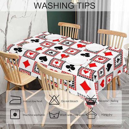 52x70 Inch Tablecloth Playings Cards, Poker Diamond Hearts Spades Poker Non-Fading Table Covers Kitchen Dinning Tabletop Decoration, Washable Table Cloth for Outdoor and Indoor Use