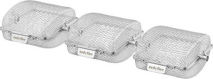 onlyfire Stainless Steel Grill Rotisserie Basket Kit, Great for Cooking Various Foods at the Same Time, Set of 3
