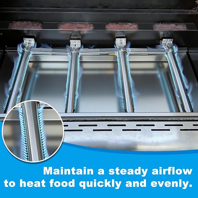 LS'BABQ Grill Replacement Parts for Kenmore 6 Burner 146.23681310 146.47223610 146.23766310, Porcelain Steel Heat Plate Shield, Burner Tube Repair Kit for Kenmore