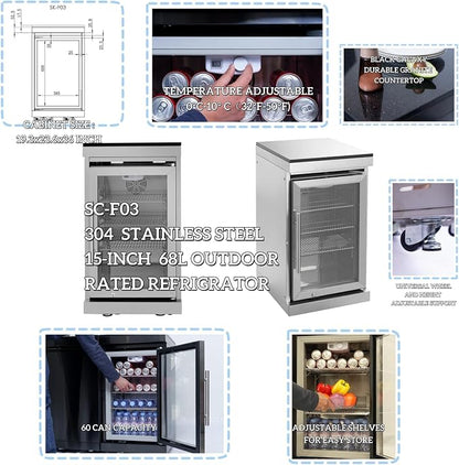 125" Modular Outdoor Kitchen Island with Pizza Oven, 108,000 BTU Propane BBQ Island with Grill and Side Burner, Refrigerator, Integrated Sink & Prep Station, for Backyard and Patio Cooking, Silver
