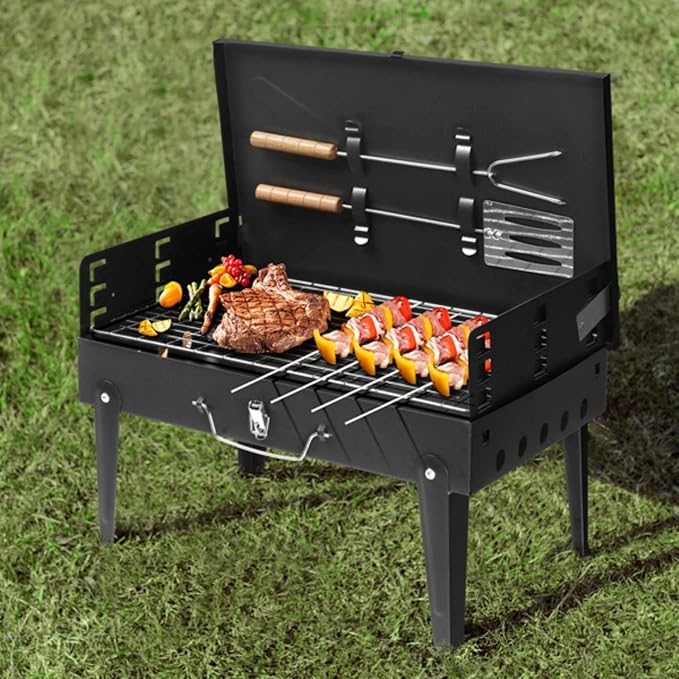 Portable Charcoal Grills, Outdoor Small Barbecue Grill with Lid, BBQ Grill Set, Tabletap Smoker Grill for Cooking Backyard Camping Picnic Garden Party