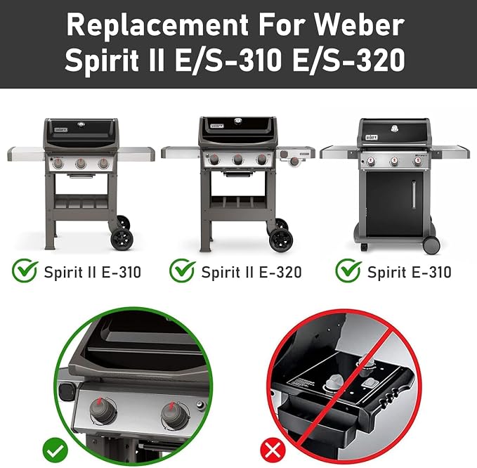 Uniflasy 67046 Flavorizer Bars for Weber Spirit 2 Parts Weber GS4 Spirit II & I E310 E320 S310 S320 with Front Control 69797 68843 7636 Replacement Parts,15.3" Porcelain-enameled Flavor Bars