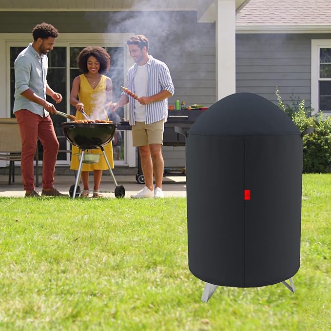 Outdoor Grill Cover Fits Cuisinart 18" Vertical Charcoal Smoker COS-118, Cover Geny Waterproof 600D Heavy Duty Round Smoker Grill Covers, 23" D x 40" H.