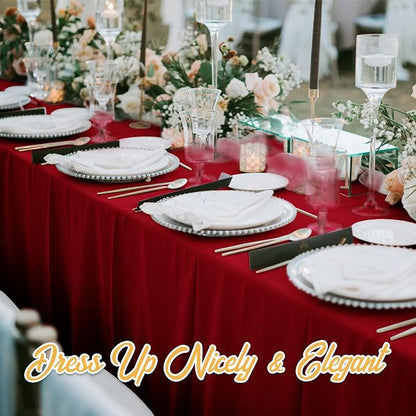 BRILLMAX 10 Pack Burgundy Tablecloths 60x102 Inch for 6ft Rectangle Tables | 150 GSM Polyester Fabric, 15" Standard Drop, Water, Stain & Wrinkle Resistant Cloth Cover for Wedding Reception Banquet Party