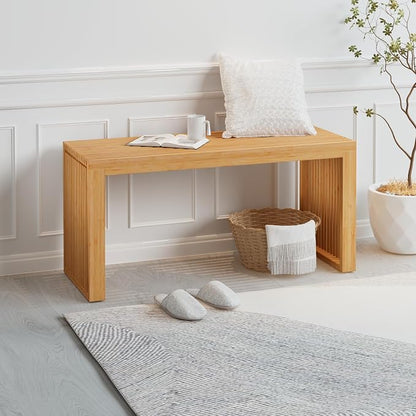 APRTAT Bamboo Dining Bench 35-Inch Indoor Wood Shoe Rack Bench for Entryway | Easy Assemble, Sturdy & Durable,Slatted Design,Versatile Everyday Seating,Living Room Hallway Bedroom Bathroom