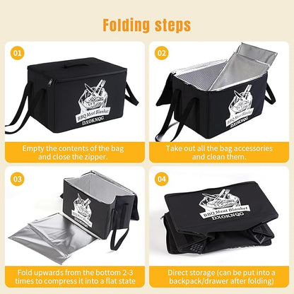 BBQ Insulated Food Bag - 5-Layer Thermal Cooler/Warmer for Grilling, Picnics | Collapsible, Waterproof, Large Capacity (Fits Roasts, Burgers & More)