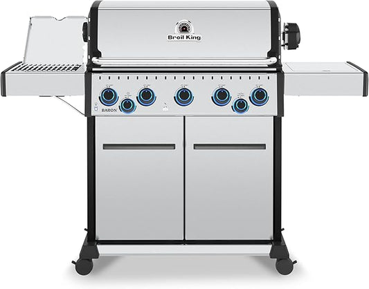 Broil King 678344 Baron S 590 Pro IR 5-Burner Pellet Ready Propane Gas Grill in Stainless Steel with Infrared Side Burner and Rear Rotisserie Burner