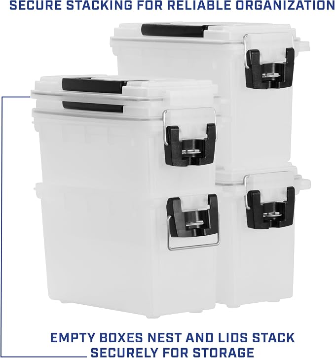 Sheffield Ammo Box Made in USA, Stackable Lockable Ammo Storage Box, Frost | 4 Pack Lockable Storage Box, Water and Dust Resistant Dry Box, Secures Hunting Gear, Gun Accessories, Supplies, and Bullets