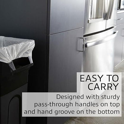 United Solutions Highboy Waste Container, 23 Gallon, Space Saving Slim Profile and Easy Trash Bag Removal, Indoor or Outdoor Use, Integrated Handles for Easy Carrying, 4-Pack, Black.