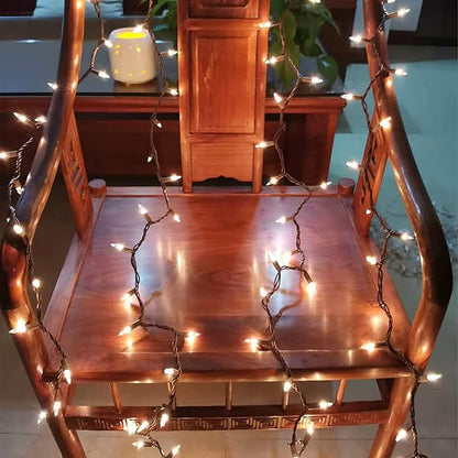 100 Clear Mini Brown Wire Christmas Lights 23ft Incandescent Waterproof UL Certified Fairy String Lights for Outdoor Indoor Home Party Holiday Xmas Tree Decoration