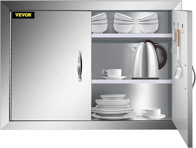 VEVOR BBQ Access Door, 31W x 24H Inch, Double Wall Outdoor Kitchen Door, Stainless Steel, Modern, Silver