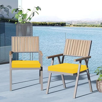 Cozyide Outdoor Chair Cushions, Waterproof Patio Seat Cushions with Adjustable Straps, Square Corner Patio Chair Cushions for Garden, Yellow, 18.5x16x3 Inch (Pack of 4)