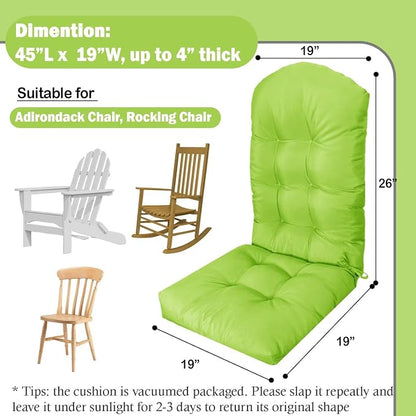 Adirondack Chair Cushion, Outdoor Patio Furniture Seat Pad, Waterproof | Waterproof cover with straps, PP cotton, high back thick seat pad for adirondack rocking chair indoor outdoor porch 44x19x4