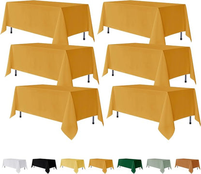 Fitable 6 Pack Rectangle Tablecloths, 70 x 108 Inch, Gold | Wrinkle & Stain Resistant, Washable Polyester Fabric, For Wedding Party Banquet Formal Events Fall Thanksgiving Harvest