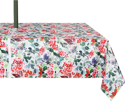EHouseHome Outdoor Indoor 60x84 inch Round Tablecloth with Umbrella Hole and Zipper, Waterproof Zippered Patio Table Cloths, Spring/Summer Table Covers for Backyard Circular Table/BBQs/Picnic