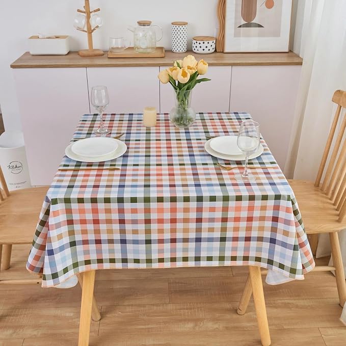 LIBERECOO Heavy Duty Vinyl Tablecloth with Flannel Backing Waterproof Oil-Proof Plastic Table Cloth Stain-Resistant Wipeable Rectangle or Square Table Cover for Indoor and Outdoor 54 x 54 Inch