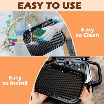 Cast Iron Griddle for Ninja Woodfire OG700 Series Grills, Grill Griddle Pan for Ninja XSKGRDPLT Woodfire Outdoor Grill Flat Top Griddle Plate Accessories, Polished Porcelain Coated, Thickened