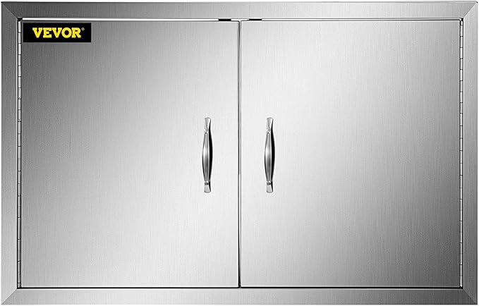 VEVOR BBQ Access Door, 31W x 24H Inch, Double Wall Outdoor Kitchen Door, Stainless Steel, Modern, Silver