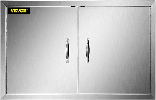 VEVOR BBQ Access Door, 31W x 24H Inch, Double Wall Outdoor Kitchen Door, Stainless Steel, Modern, Silver