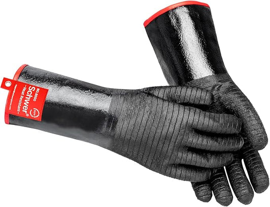 Schwer 932°F Extreme Heat Resistant BBQ Gloves, Waterproof Oven & Fryer Gloves, Oil Resistant Neoprene Grill Glove for Baking, Smoker, 14 inch