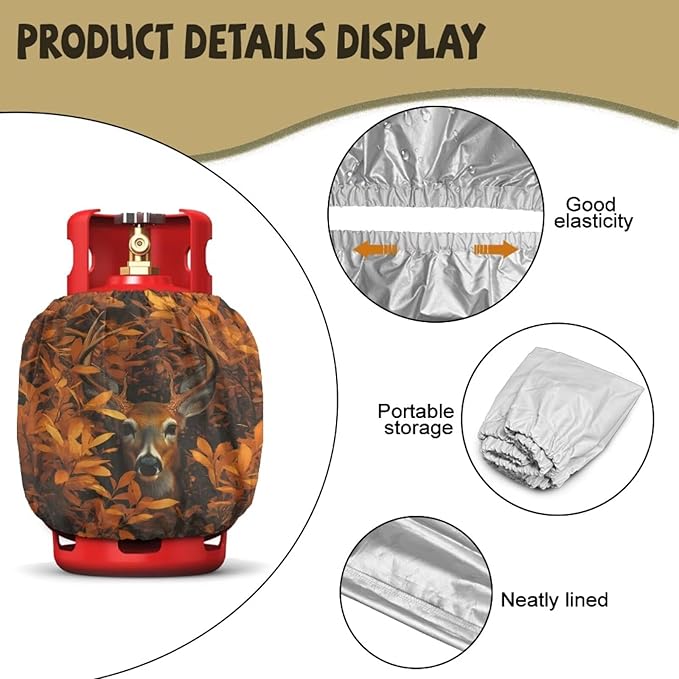 Camo Hunting Propane Tank Cover 20lb Waterproof Gas Tank Cylinder Cover for Outdoor Camping Yard Party Easy to Install Grill Accessories