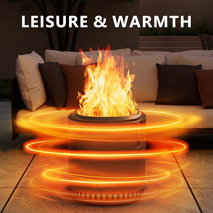 Smokeless Fire Pit, Stainless Steel Stove with Adjustable Firepower, Removable Ash Pan, Portable Camping Fire Table Wood Burning with Carry Bag for Travel, Backyard, Soft Square, 17 x 19inch