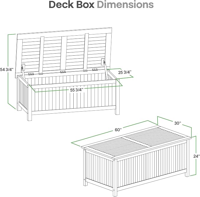 Cambridge Casual Arie 60-Inch Teak Outdoor Deck Storage Box Chest, Weather-Resistant Patio Organizer with Soft-Close Lid for Pool, Garden & Backyard, 119 Gallons Outdoor Storage Box