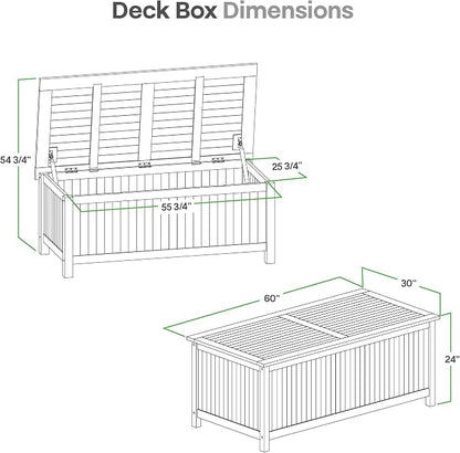 Cambridge Casual Arie 60-Inch Teak Outdoor Deck Storage Box Chest, Weather-Resistant Patio Organizer with Soft-Close Lid for Pool, Garden & Backyard, 119 Gallons Outdoor Storage Box