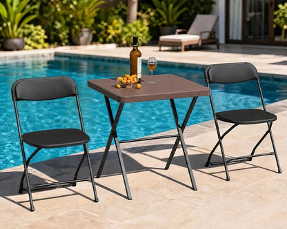 Folding Table and Chairs Set for 2, 27 Inch Square Folding Card Table with 2 Foldable Chairs, Portable Folding Table Set for Camping, Patio, Picnic, RV, Dorm, Small Spaces