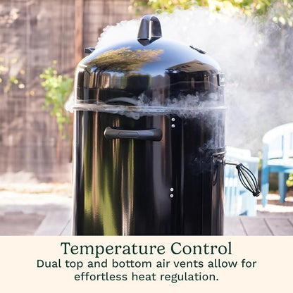 Cuisinart 16” Vertical Charcoal Smoker, Integrated Thermometer, Water Bowl and Dual Vents Perfect for Smoked Brisket, Chrome Plated Grates Smoker Grill for BBQ, Camping, Tailgates