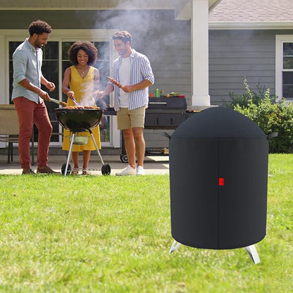 Outdoor Grill Cover Fits Cuisinart 16" Vertical Charcoal Smoker COS-116, Cover Geny Waterproof 600D Heavy Duty Round Smoker Grill Covers, 22" D x 27" H.