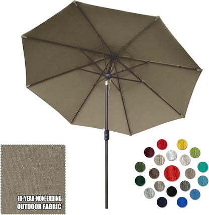 Eurmax USA 10-Year-Non-Fading 10FT Outdoor Patio Market Umbrella,UPF50+ UV Resistant Sun Shade,Heavy Duty Commercial Grade,Crank Lift&Tilt,Windproof Vented Top for Garden,Pool,Deck,Taupe