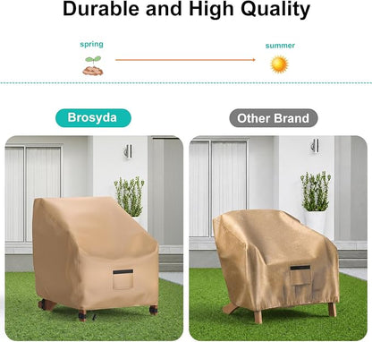 Adirondack Outdoor Chair Covers Waterproof 32"Wx34"Dx36"H, Brown | 2 Pack Patio Furniture Covers Protect from Rain and UV; Heavy-Duty Oxford Fits Lounge, Deep-Seat & High-Back Chairs on Lawn
