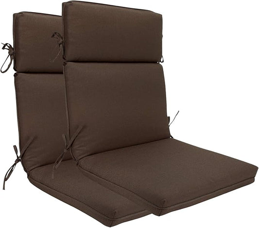 Indoor Outdoor High Back Chair Cushions Replacement Patio Chair Seat Cushions Set of 2 (Olefin Coffee/Chocolate)