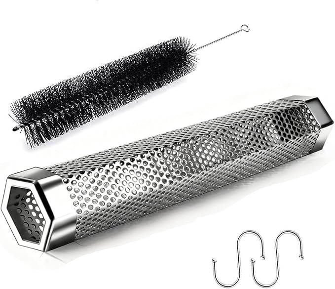 Smoke Tube for Pellet Smoker, 12" Stainless Steel Smoker Generator for Hot or Cold Smoking 5 Hours of Billowing Smoke