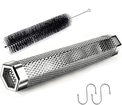 Smoke Tube for Pellet Smoker, 12" Stainless Steel Smoker Generator for Hot or Cold Smoking 5 Hours of Billowing Smoke