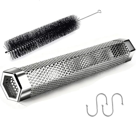 Smoke Tube for Pellet Smoker, 12" Stainless Steel Smoker Generator for Hot or Cold Smoking 5 Hours of Billowing Smoke